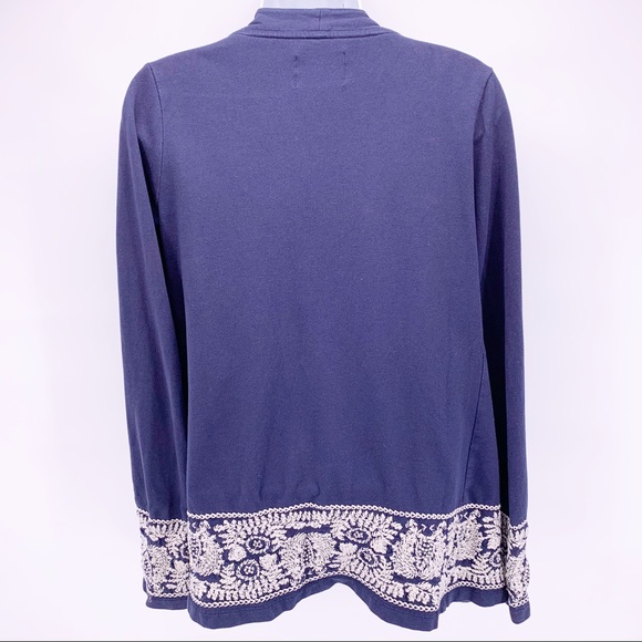Lucky Lotus Blue Embroidered Cardigan Size XS - Picture 3 of 7
